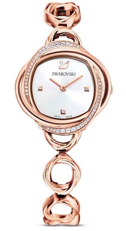 Buy Shop Swarovski Crystal Flower Silver Dial Rose Gold Steel Strap Watch for Women - 5547626 USA Online
