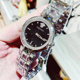 Buy Shop Versace Crystal Gleam Guilloche Black Dial Silver Steel Strap Watch for Women - VAN030016 USA Online