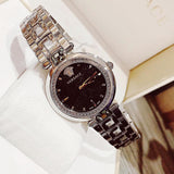 Buy Shop Versace Crystal Gleam Guilloche Black Dial Silver Steel Strap Watch for Women - VAN030016 USA Online