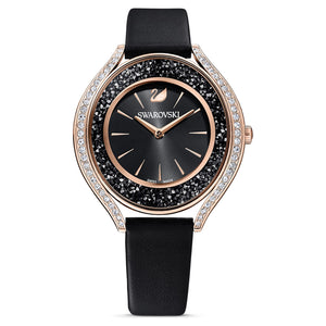 Buy Shop Swarovski Crystalline Aura Black Dial Black Leather Strap Watch for Women - 5558634 USA Online