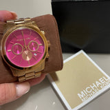 Buy Shop Michael Kors Runway Pink Dial Rose Gold Steel Strap Watch for Women - MK5931 USA Online