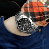 Buy Shop Fossil Grant Chronograph Black Dial Silver Steel Strap Watch for Men - FS4736 USA Online