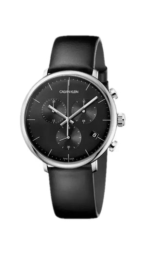 Buy Shop Calvin Klein High Noon Chronograph Black Dial Black Leather Strap Watch for Men - K8M271C1 USA Online