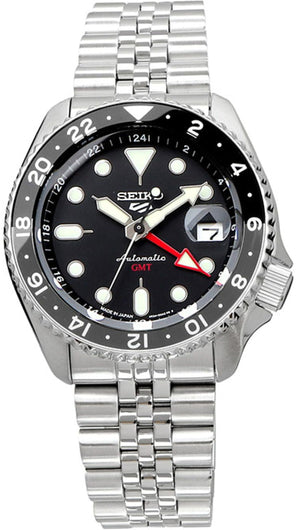 Buy Shop Seiko 5 Sports Automatic GMT Black Dial Silver Steel Strap Watch For Men - SSK001K1 USA Online