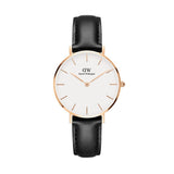 Buy Shop Daniel Wellington Petite Sheffield White Dial Black Leather Strap Watch For Women - DW00100174 USA Online