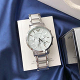 Buy Shop Emporio Armani Renato Chronograph Cream Dial Silver Steel Strap Watch For Men - AR2458 USA Online