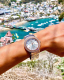 Buy Shop Guess Dazzler Diamonds Silver Dial Rose Gold Steel Strap Watch for Women - W0335L3 USA Online