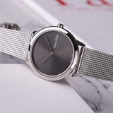 Buy Shop Calvin Klein Minimal Grey Dial Silver Mesh Bracelet Watch for Women - K3M221Y3 USA Online