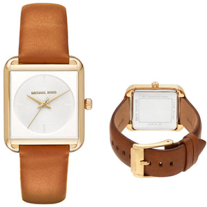 Buy Shop Michael Kors Lake White Dial Brown Leather Strap Watch For Women - MK2584 USA Online