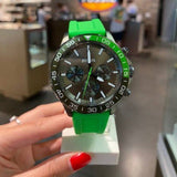 Buy Shop Fossil Bannon Chronograph Grey Dial Green Silicone Strap Watch for Men - BQ2501 USA Online