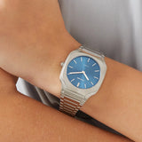 Buy Shop D1 Milano Square Caribbean Blue Dial Silver Steel Strap Watch for Men - D1-SQBJ07 USA Online
