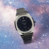 Buy Shop D1 Milano Ultra Thin Aventurine Black Dial Silver Steel Strap Watch for Men - D1-UTBJ29 USA Online