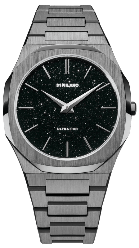 Buy Shop D1 Milano Ultra Thin Aventurine Black Dial Silver Steel Strap Watch for Men - D1-UTBJ29 USA Online