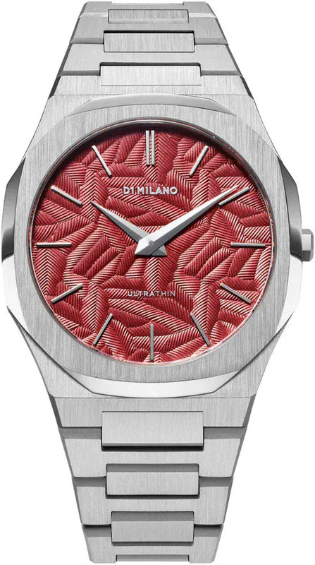 Buy Shop D1 Milano Ultra Thin Barn Red Dial Silver Steel Strap Watch for Men - D1-UTBJ33 USA Online