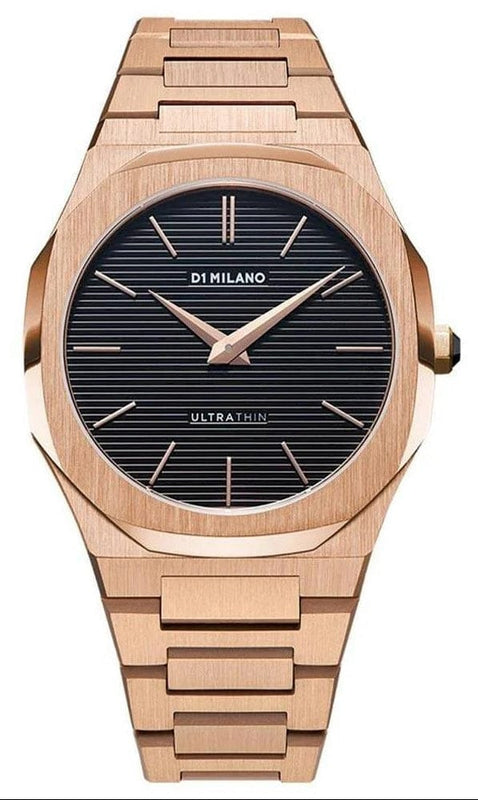 Buy Shop D1 Milano Ultra Thin Black Dial Gold Steel Strap Watch for Men - D1-UTBJ16 USA Online
