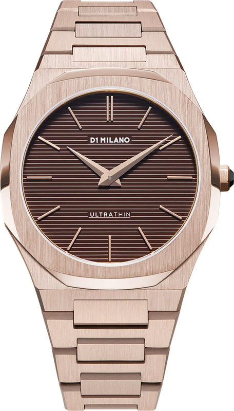 Buy Shop D1 Milano Ultra Thin Brown Dial Gold Steel Strap Watch for Men - D1-UTBJ13 USA Online