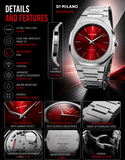 Buy Shop D1 Milano Ultra Thin Red Dial Silver Steel Strap Watch for Men - D1-UTBJ05 USA Online