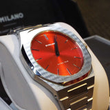 Buy Shop D1 Milano Ultra Thin Red Dial Silver Steel Strap Watch for Men - D1-UTBJ05 USA Online