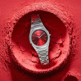 Buy Shop D1 Milano Ultra Thin Red Dial Silver Steel Strap Watch for Men - D1-UTBJ05 USA Online
