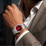 Buy Shop D1 Milano Ultra Thin Red Dial Silver Steel Strap Watch for Men - D1-UTBJ05 USA Online