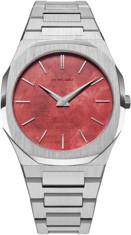 Buy Shop D1 Milano Ultra Thin Red Dial Silver Steel Strap Watch for Men - D1-UTBJ20 USA Online