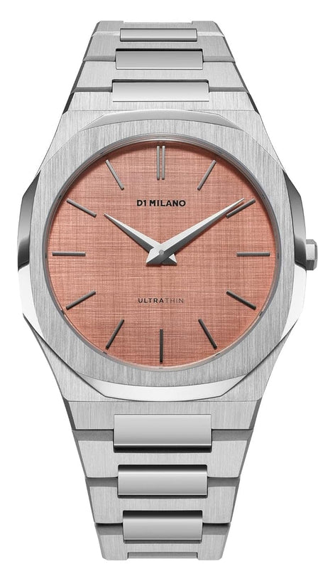 Buy Shop D1 Milano Ultra Thin Salmon Pink Dial Silver Steel Strap Watch for Men - D1-UTBJ26 USA Online