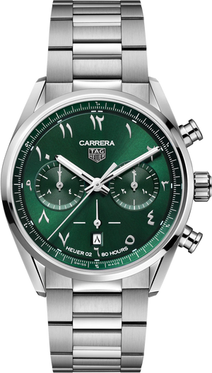 Buy Shop Tag Heuer Carrera Automatic Chronograph Limited Edition Green Dial Silver Steel Strap Watch for Men - CBN2014.EB0240 USA Online