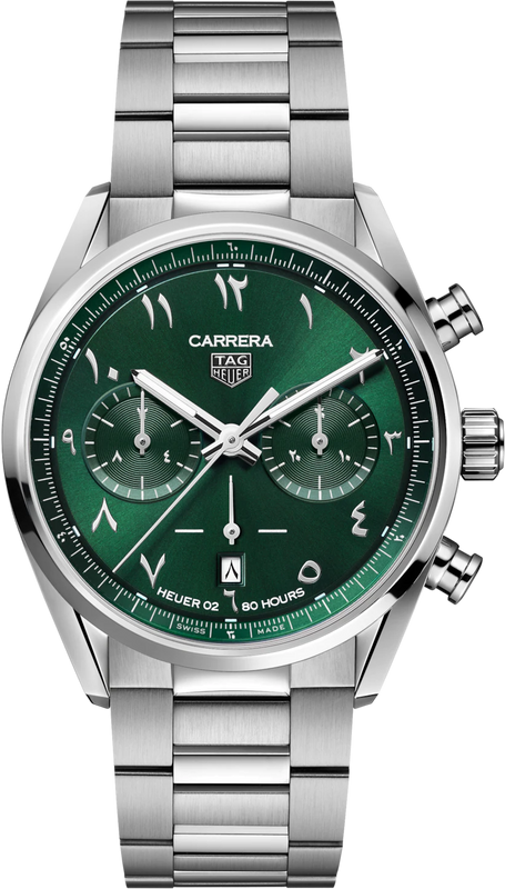Buy Shop Tag Heuer Carrera Automatic Chronograph Limited Edition Green Dial Silver Steel Strap Watch for Men - CBN2014.EB0240 USA Online