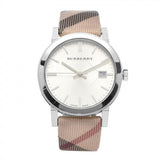 Buy Shop Burberry The City Nova Silver Dial White Leather Strap Watch for Women - BU9022 USA Online