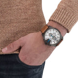 Buy Shop Diesel Mega Chief Chronograph White Dial Brown Leather Strap Watch For Men - DZ4280 USA Online