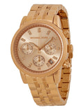 Buy Shop Michael Kors Ritz Chronograph Rose Gold Dial Rose Gold Steel Strap Watch for Women - MK6077 USA Online