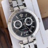 Buy Shop Versace Quartz Black Dial Silver Steel Strap Watch For Men - VBR080018 USA Online