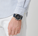 Buy Shop Emporio Armani Luigi Chronograph Blue Dial Blue Leather Strap Watch For Men - AR11451 USA Online