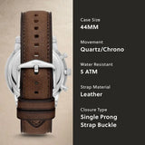 Buy Shop Fossil Neutra Chronograph White Dial Brown Leather Strap Watch for Men - FS6022 USA Online