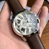 Buy Shop Fossil Grant Twist Multi-Function White Dial Brown Leather Strap Watch for Men - ME1144 USA Online