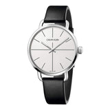 Buy Shop Calvin Klein Evan White Dial Black Leather Strap Watch for Women - K7B231CY USA Online