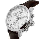 Buy Shop Tissot PRC 200 Chronograph Silver Dial Brown Leather Strap Watch For Men - T055.417.16.037.00 USA Online