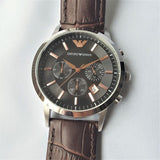Buy Shop Emporio Armani Renato Chronograph Grey Dial Brown Leather Strap Watch For Men - AR2513 USA Online