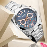 Buy Shop Fossil Perfect Boyfriend Mother of Pearl Blue Dial Silver Steel Strap Watch for Women - ES3880 USA Online