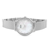 Guess Chelsea Mother of Pearl White Dial Silver Mesh Strap Watch For Women - W0647L1