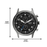 Buy Shop Fossil Retro Pilot Chronograph Black Dial Grey Steel Strap Watch for Men - FS5834 USA Online