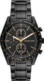 Michael Kors Warren Chronograph Black Dial Black Steel Strap Watch For Men - MK9113