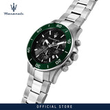 Buy Shop Maserati Competizione Chronograph Black Dial Silver Steel Strap Watch For Men - R8873600008 USA Online