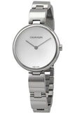 Buy Shop Calvin Klein Wavy Silver Dial Silver Steel Strap Watch for Women - K9U23146 USA Online
