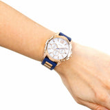 Buy Shop Guess Interpid White & Rose Gold Dial Blue Silicone Strap Watch For Women - W0325L8 USA Online