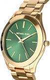 Buy Shop Michael Kors Slim Runway Green Dial Gold Steel Strap Watch for Women - MK3435 USA Online