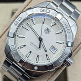 Buy Shop Tag Heuer Aquaracer Quartz White Dial Silver Steel Strap Watch for Men - WAY1111.BA0928 USA Online