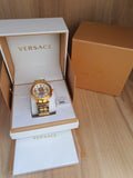 Versace Chronograph White Dial Gold Steel Strap Watch for Men - VBR060017