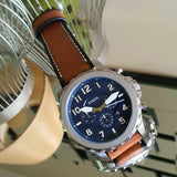 Buy Shop Fossil Bowman Chronograph Blue Dial Brown Leather Strap Watch for Men - FS5602 USA Online
