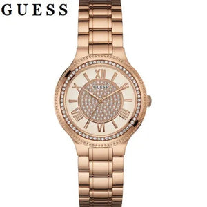 Buy Shop Guess Madison Diamonds White Dial Rose Gold Steel Strap Watch for Women - W0637L3 USA Online